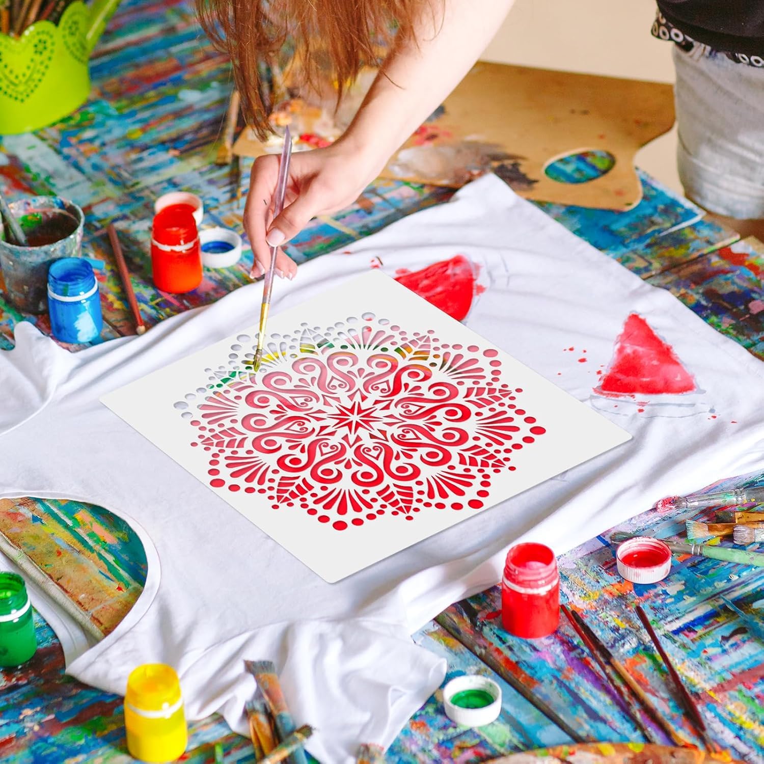 4 Pcs Large Mandala Stencils for Painting – Reusable Flower Art Templates for Spray Paint, Graffiti